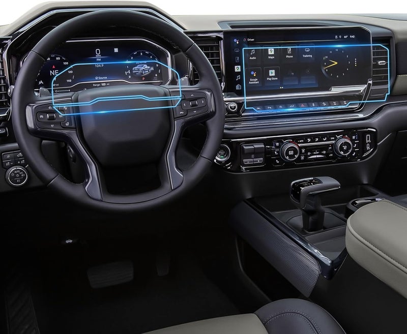 LFOTPP For 2026 Chevy Silverado Screen Protector - (3PCS)2022-2025 2026 Silverado 1500& 2024-2025 2026 Silverado 2500HD 3500HD Navi+Dash Touchscreen 2022-2025 Silverado Accessories Anti-Fingerprint HD Glass - Image 1